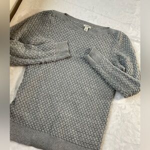 LL Bean Women Sweater Size Xsmall Cotton Long Sleeve Pullover Basket Weave Gray